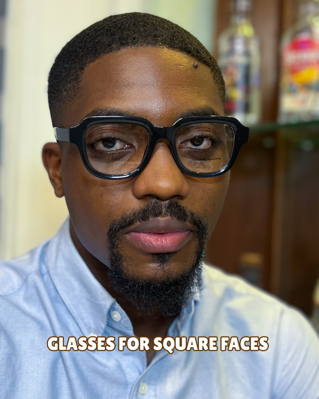 Model with a square face wearing a soft featured acetate optical glasses from Caramella Signatures