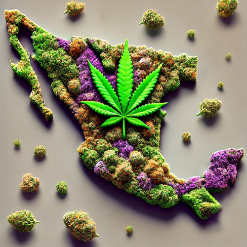 Portada del blog sobre las mejores cepas de cannabis para climas mexicanos, mostrando cinco plantas de cannabis en diferentes entornos climáticos de México.