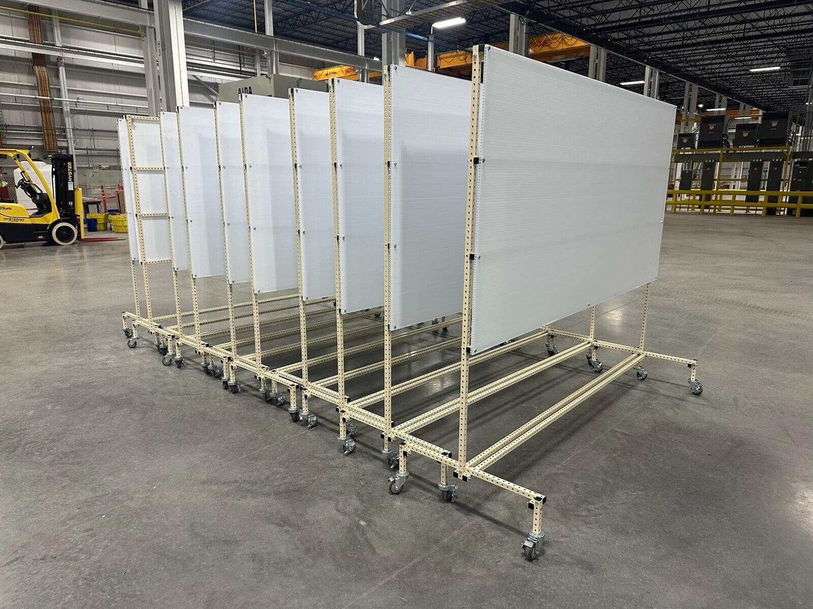 Lean Process Improvement, Before and after at Johnson Controls Facility. Cart made with better ergonomics and safety for operators.
