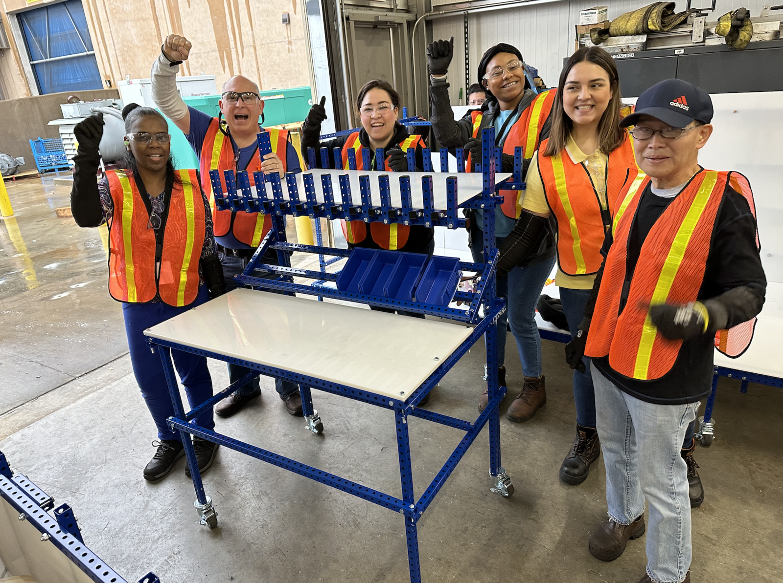 Workstation made by Johnson Controls Team for lean process improvement.