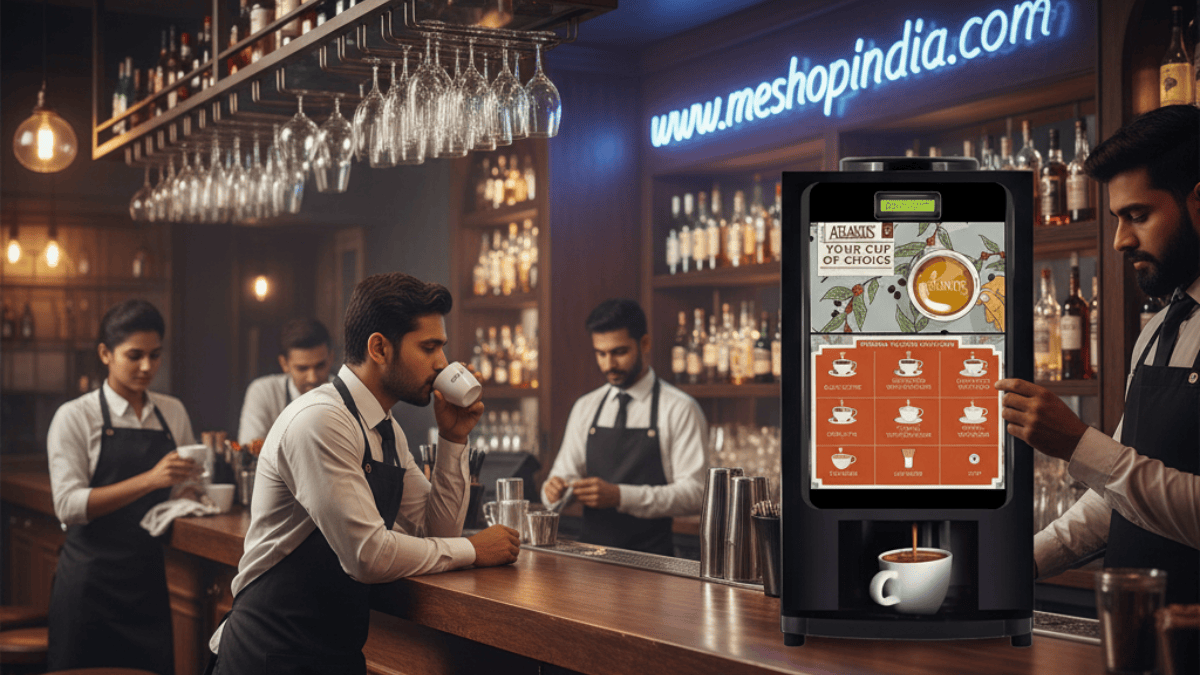 A professional beverage station ready for clients in an office waiting area. A professional beverage station ready for clients in an office waiting area.