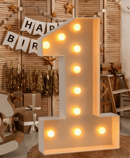 Light-up marquee number for birthday party