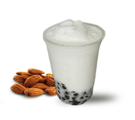 Almond Boba Tea served blended or over ice with optional boba toppings