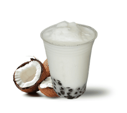 Coconut Boba Tea served blended or over ice with optional boba toppings