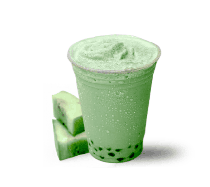 Honey Dew Boba Tea served blended or over ice with optional boba toppings