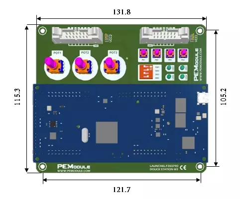 PLUGY SYSTEM | TI LAUNCHXL INTERFACE BOARD MODEL3 dimension PLUGY SYSTEM | TI LAUNCHXL INTERFACE BOARD MODEL3 dimension