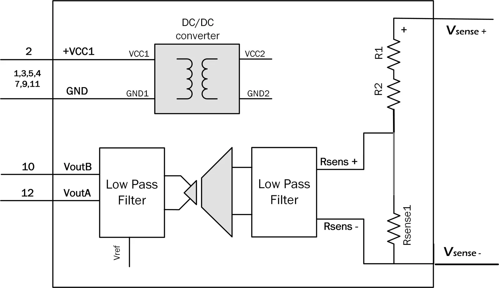 Voltage transducer block diagram  Voltage transducer block diagram