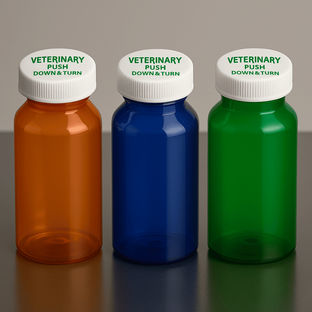 Push & Turn Veterinary Bottles