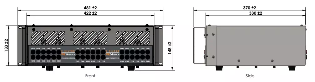 Rack mount Capacitor dimension 