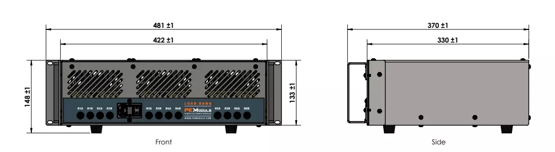 Rack mount Resistive dimension  Rack mount Resistive dimension