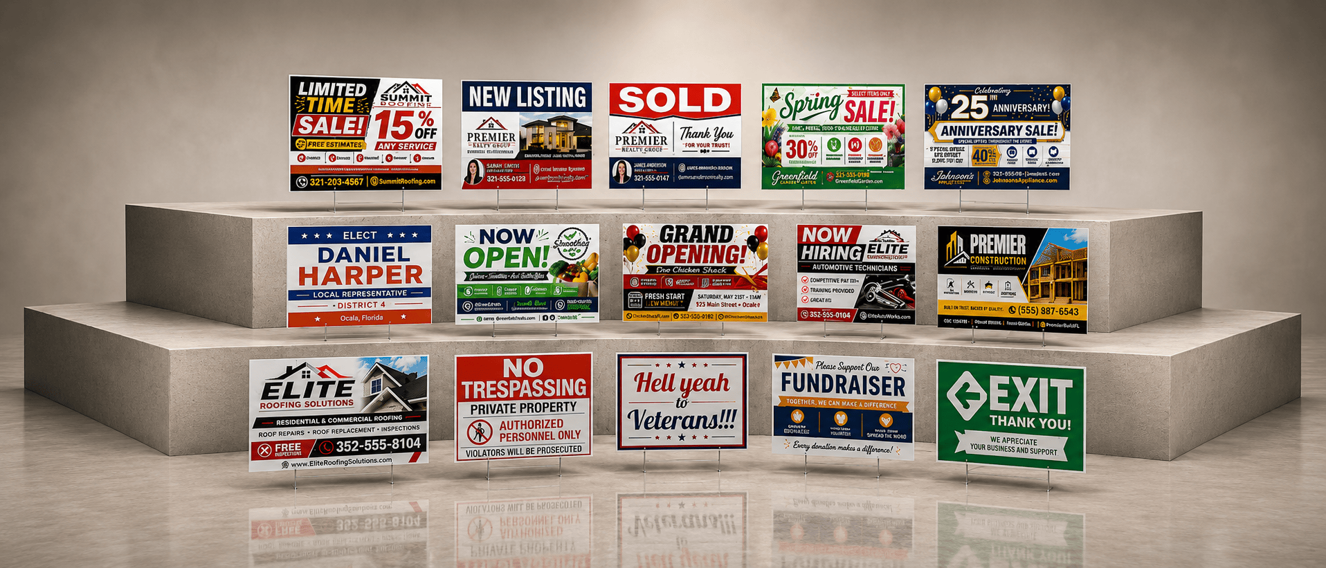 Custom yard signs in Ocala, Florida from Local Custom Signs Delivered