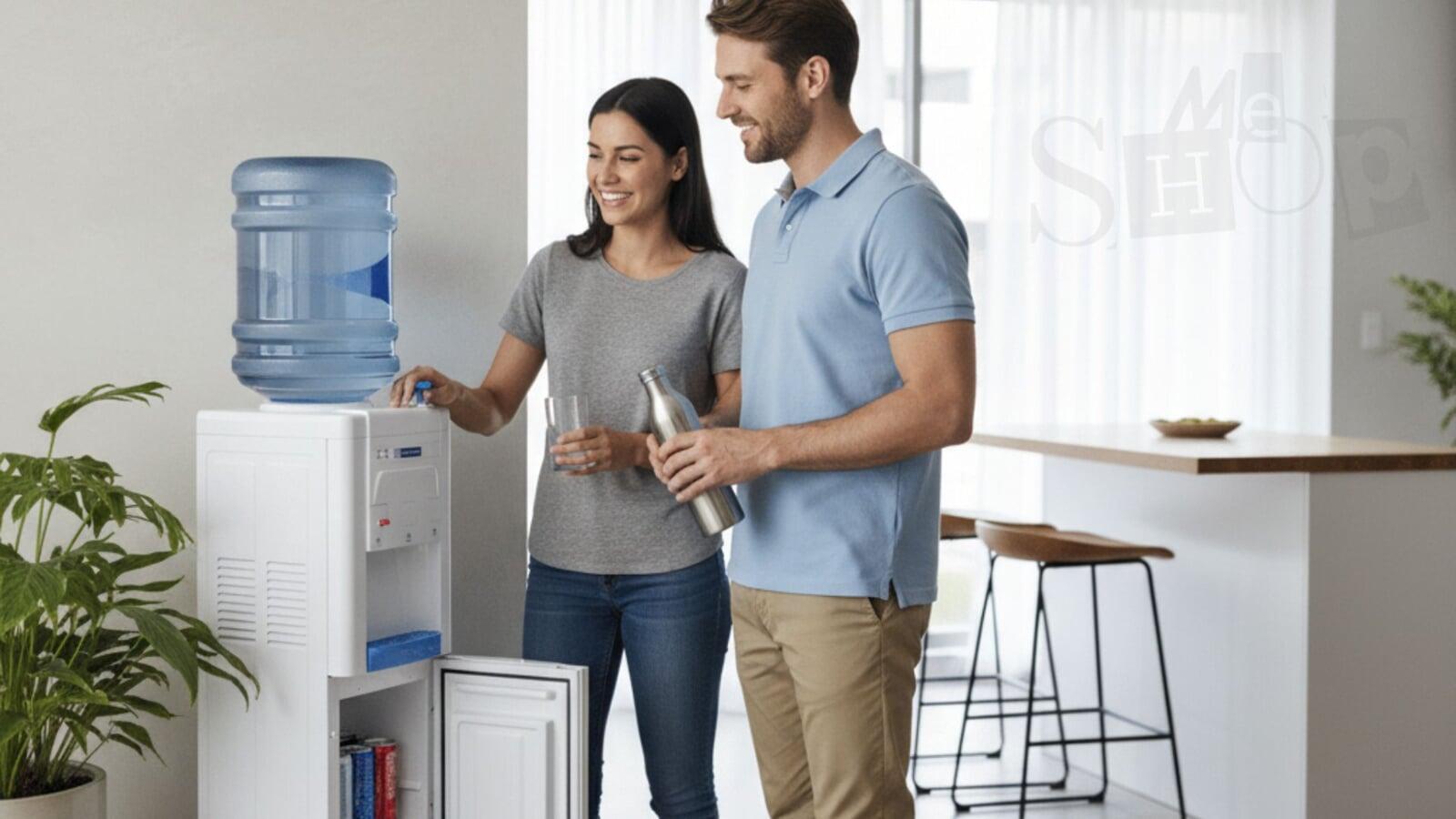 The intuitive LED display and control buttons on top of the water dispenser.