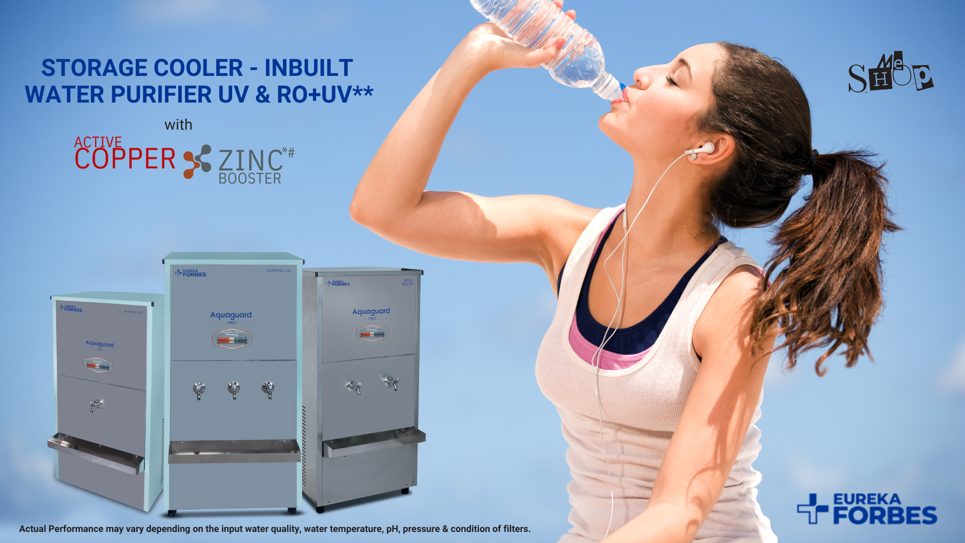 "A sleek Aquaguard Pro Series water purifier and cooler in a modern office, showing its stainless steel finish and digital display."