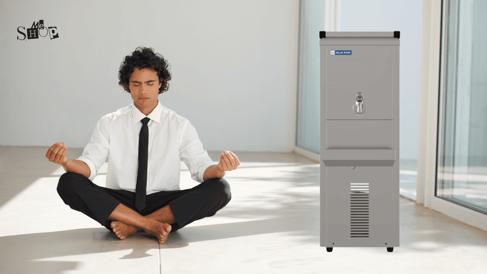 Close-up of the dual chrome-plated faucets of the Blue Star SWC 1515 SS Water Cooler