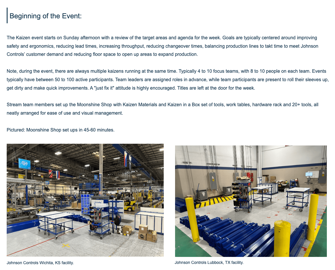 Johnson Controls Kaizen Week Article