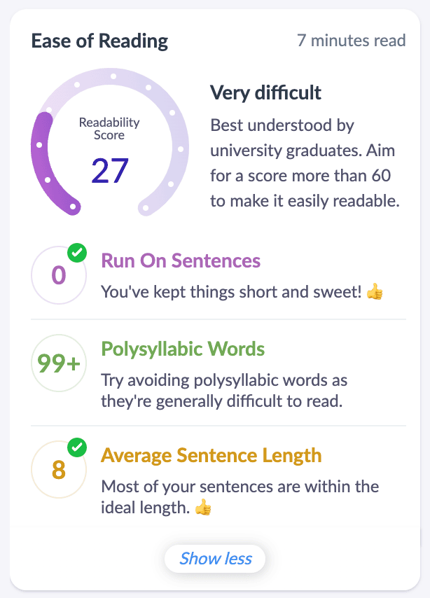 Ease of Reading Ease of Reading