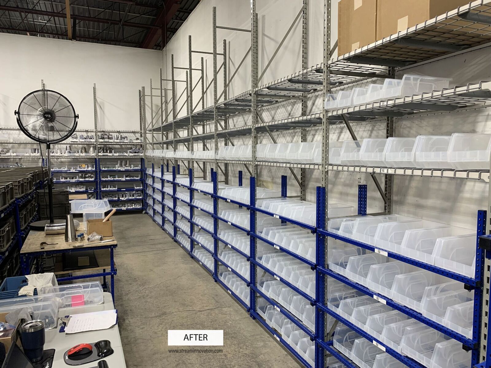 Lean Process Improvement, Before and after at Johnson Controls Facility. Cart made with better ergonomics and safety for operators.