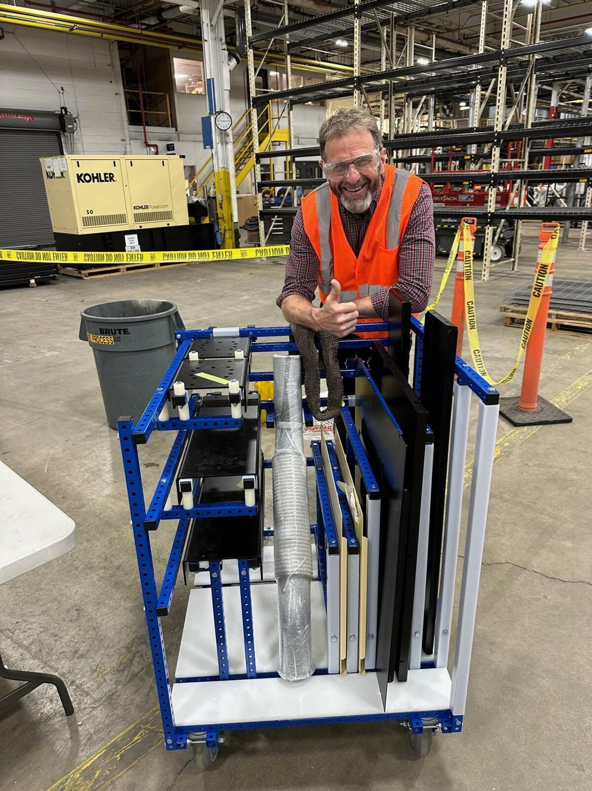 Kit Cart that holds parts for operator.