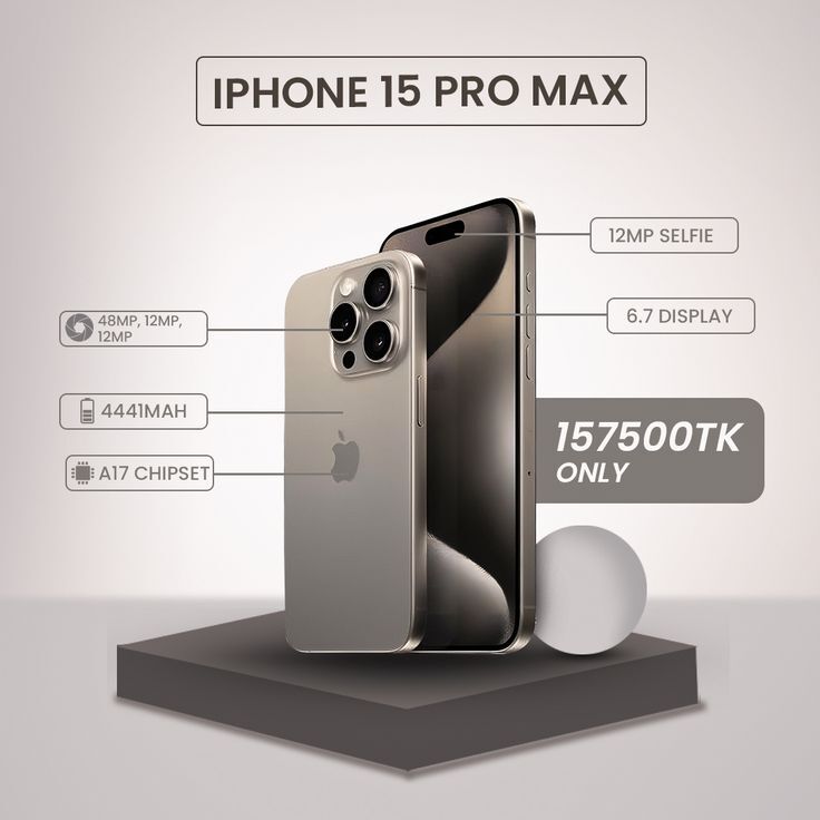 iPhone 15 Pro Max plateado en venta en Pereira, Colombia. Especificaciones: triple cámara de 48MP, 12MP y 12MP, batería de 4441mAh, pantalla de 6.7 pulgadas, cámara selfie de 12MP, procesador A17 y precio de 157500 TK iPhone 15 Pro Max plateado en venta en Pereira, Colombia. Especificaciones: triple cámara de 48MP, 12MP y 12MP, batería de 4441mAh, pantalla de 6.7 pulgadas, cámara selfie de 12MP, procesador A17 y precio de 157500 TK