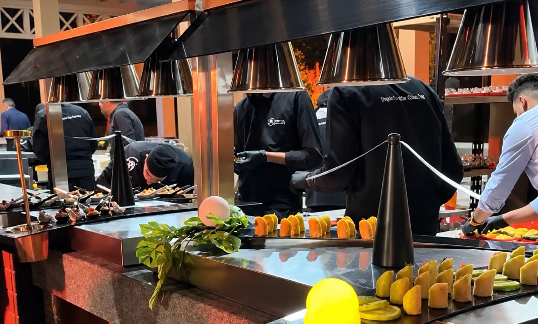 Back of house kitchen chefs working at event Back of house kitchen chefs working at event