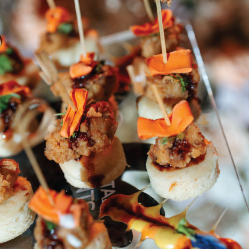 Korean fried chicken bao bites at Pyramids Engagement reception