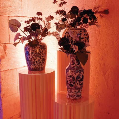 Entrance décor and floral styling for Blu EV Egypt operations launch at Cairo Citadel