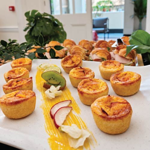 Quiche turkey and cheddar breakfast item at British Embassy event Quiche turkey and cheddar breakfast item at British Embassy event