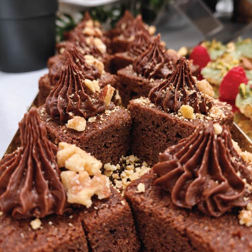 Brownie bites with spicy candied nuts from breakfast event for British Embassy