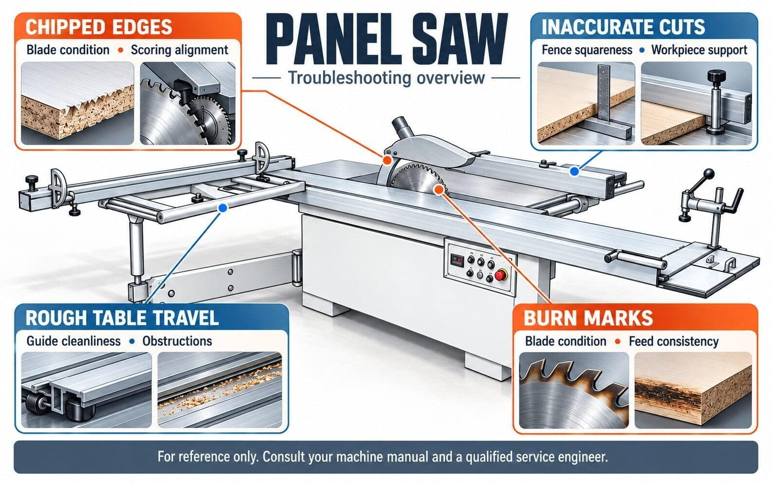 Sliding table panel saw troubleshooting - Caple