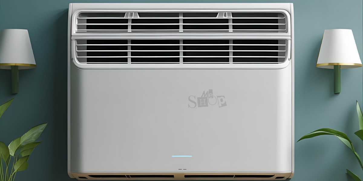 A sleek, white 2 Ton window air conditioner unit installed in a modern living room wall. A sleek, white 2 Ton window air conditioner unit installed in a modern living room wall.