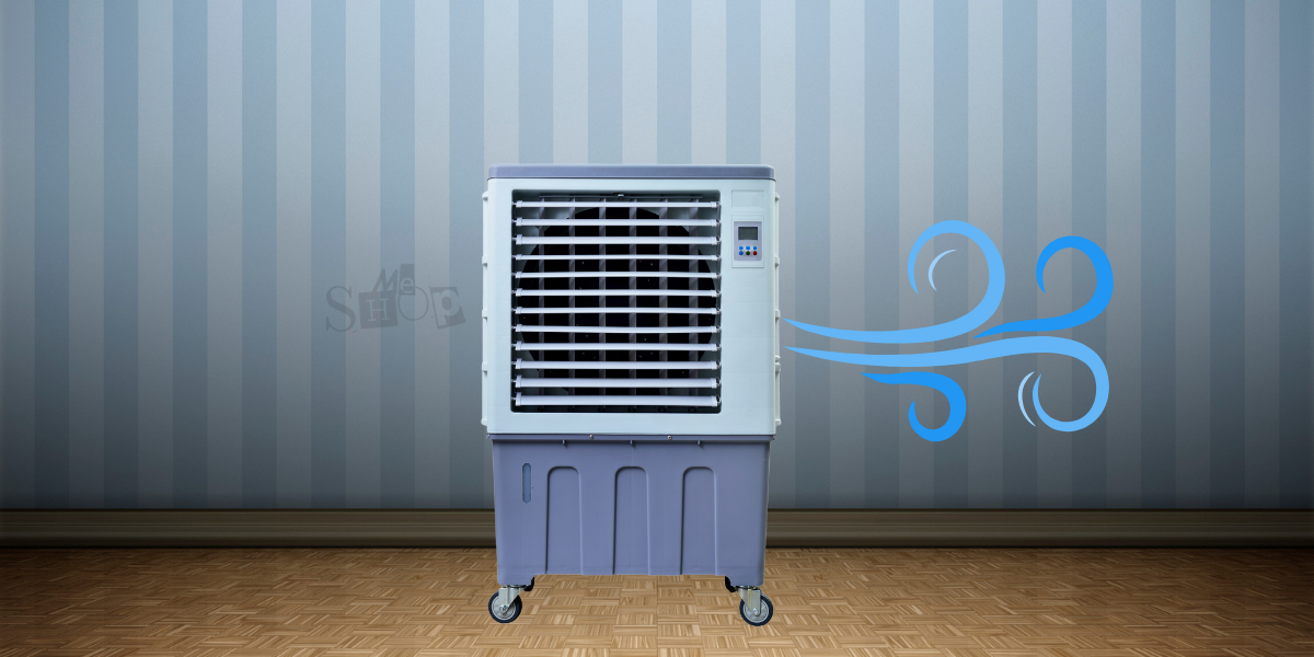 A sleek white tower air cooler in a living room. A sleek white tower air cooler in a living room.