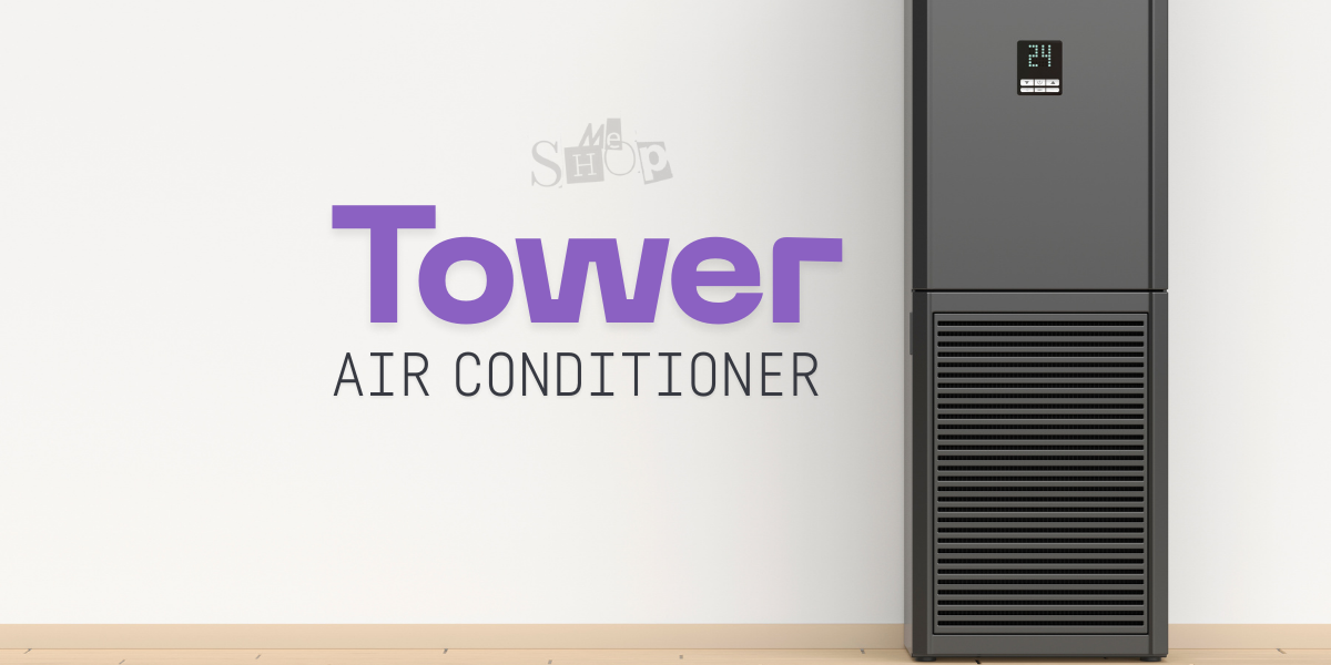 A sleek white tower air conditioner from Me Shop standing in a modern living room. A sleek white tower air conditioner from Me Shop standing in a modern living room.
