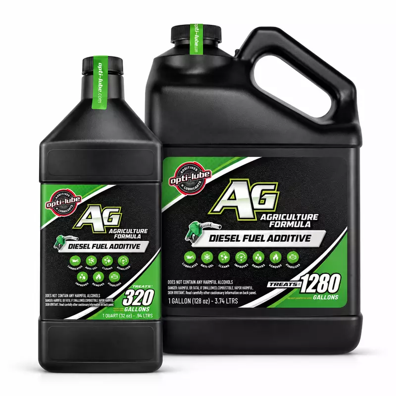 Opti-Lube AG quart in front of a larger gallon jug Opti-Lube AG quart in front of a larger gallon jug