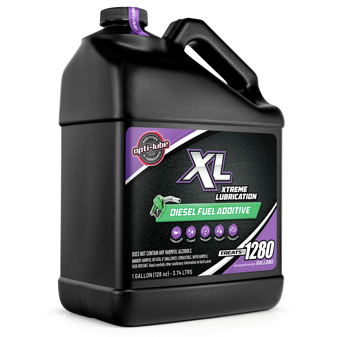 Opti-Lube XL diesel additive, 1-gallon black-cap jug with purple cap sticker Opti-Lube XL diesel additive, 1-gallon black-cap jug with purple cap sticker
