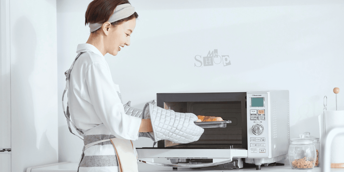 A sleek silver solo microwave oven from Me Shop.