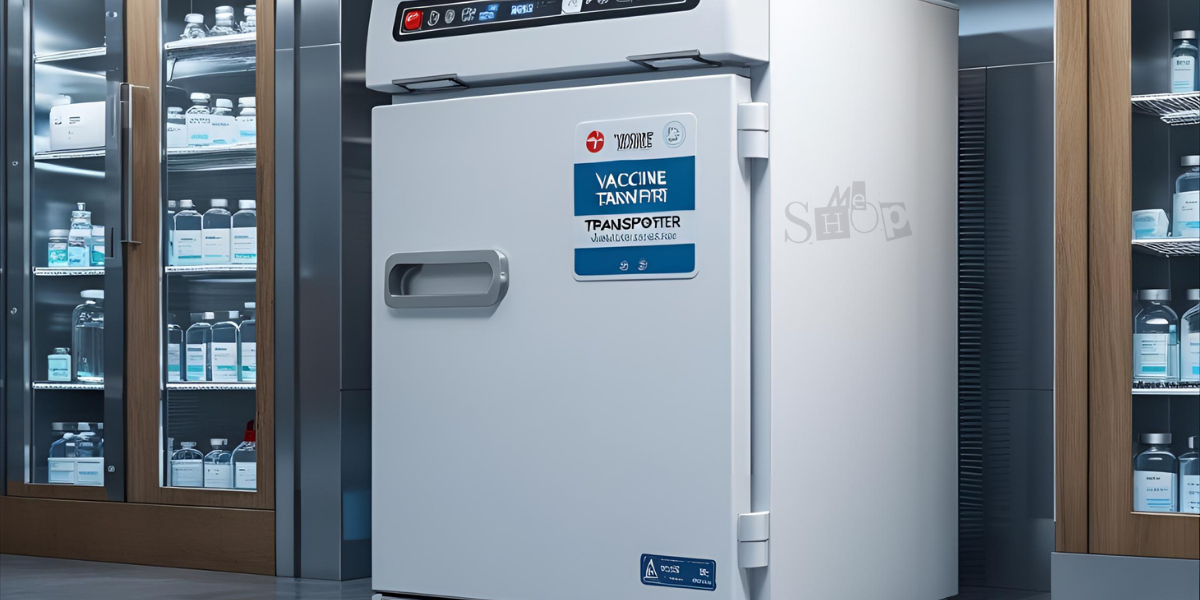 Insulated cold chain vaccine carrier for medical transport.