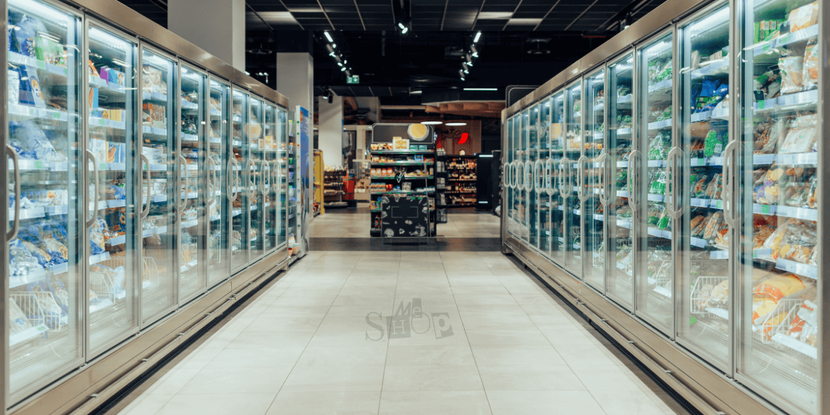 Me Shop commercial beverage Visi Cooler with glass door.