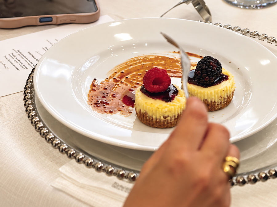 Plated cheesecake dessert 
