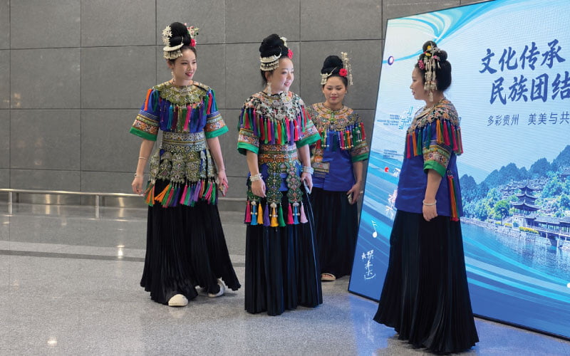 Chinese cultural performers in traditional dress at the China Cultural Center event at the National Museum of Egyptian Civilization in Cairo Chinese cultural performers in traditional dress at the China Cultural Center event at the National Museum of Egyptian Civilization in Cairo
