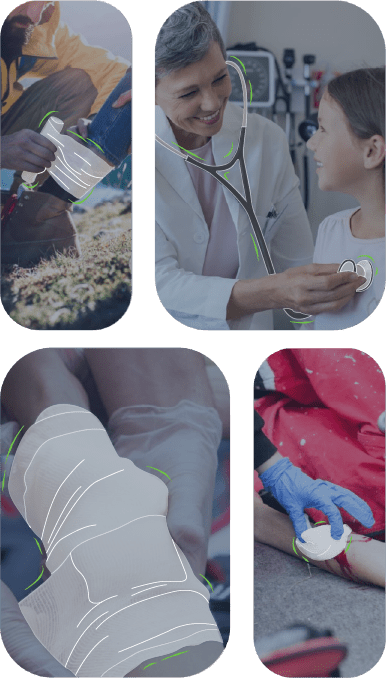 People using medical aid products People using medical aid products