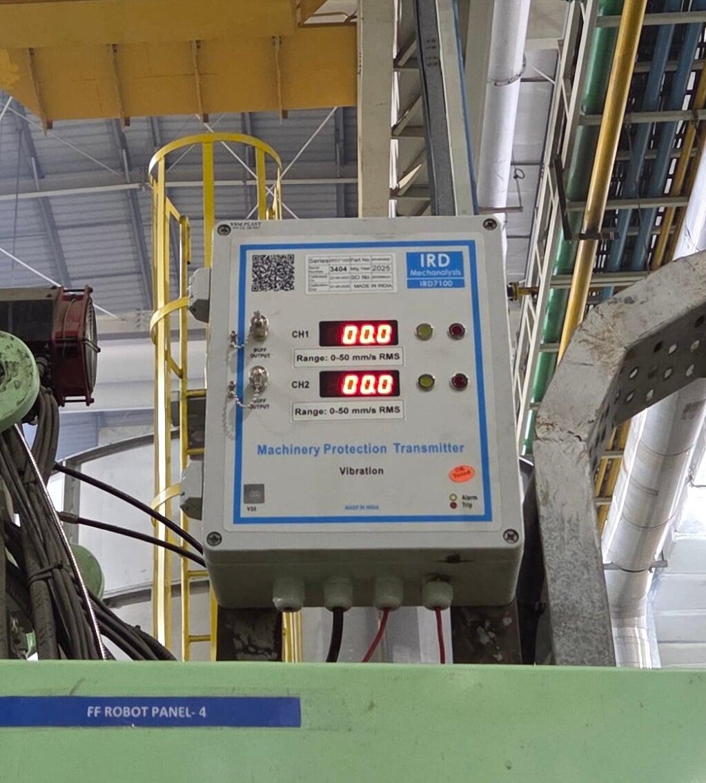 IRD7100 machinery protection transmitter mounted at site