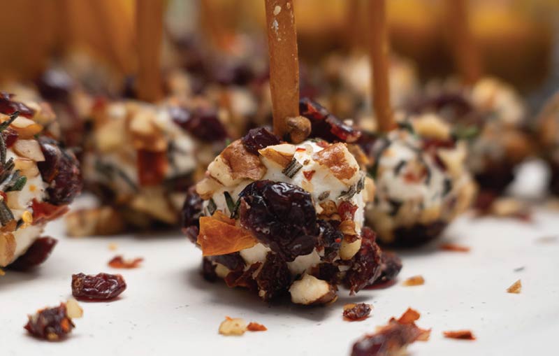 Cranberry pecan goat cheese truffles, a LOriental specialty