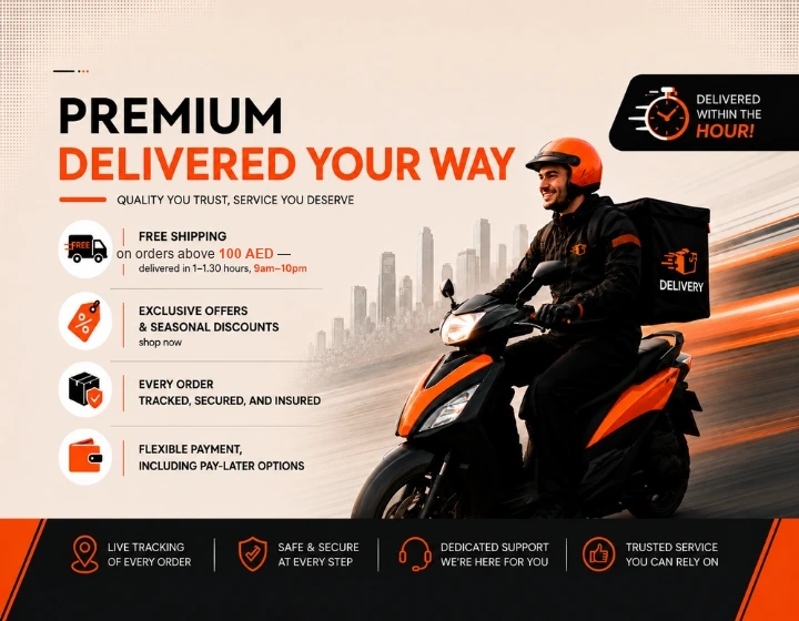 Hachi Tobacco delivery banner featuring shisha and vape products in Dubai