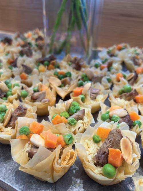 Egyptian-inspired duck and couscous bites served at Bayer Egypt Mivida office opening