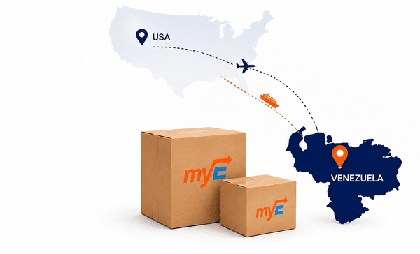 mapa Venezuela cajas cartón log MyEnvio