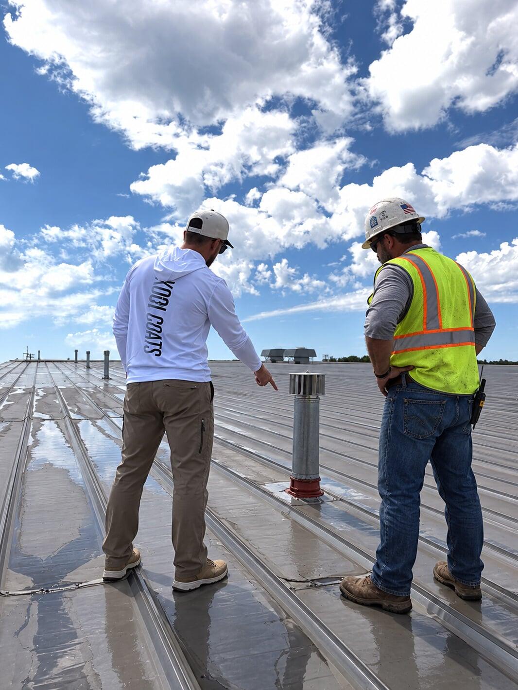 White roof coating on a commercial building
