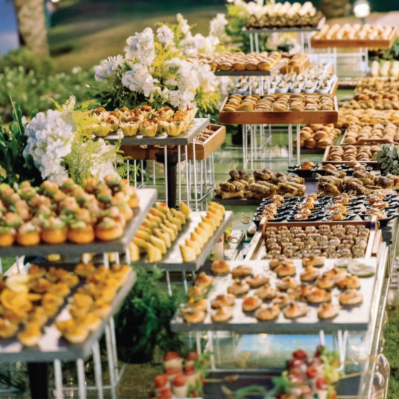 LOriental finger food buffet at an engagement event in April 2023