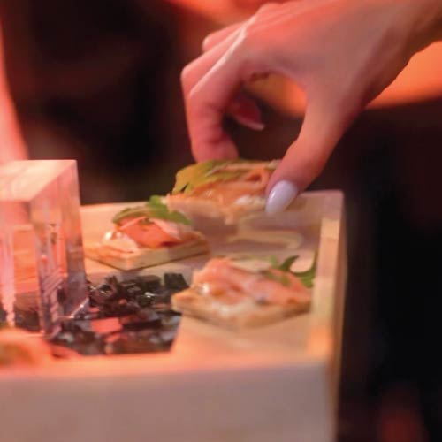 Salmon piadini at Maserati Grecale launch event
