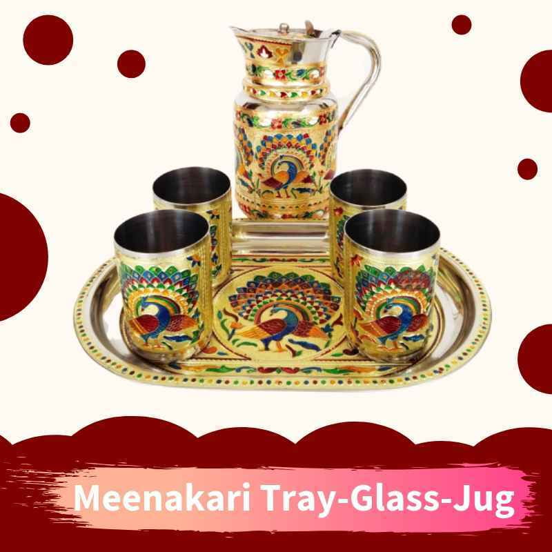 Meenakari Tray-Glass-Jug Meenakari Tray-Glass-Jug