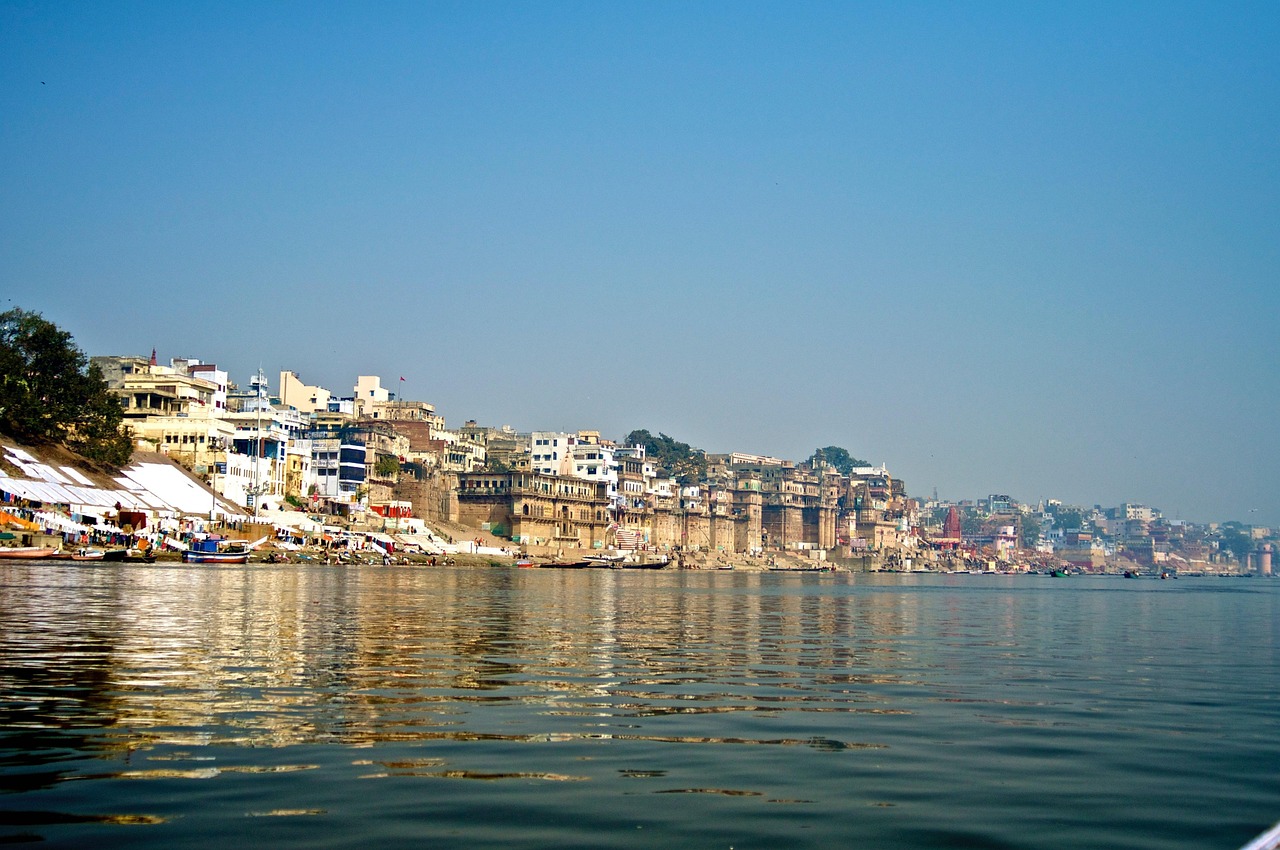 Varanasi ghats along the Ganges river Varanasi ghats along the Ganges river